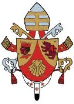 Het wapen van Paus Benedictus XVI: geen tiara meer, maar een eenvoudige bisschops-mijter